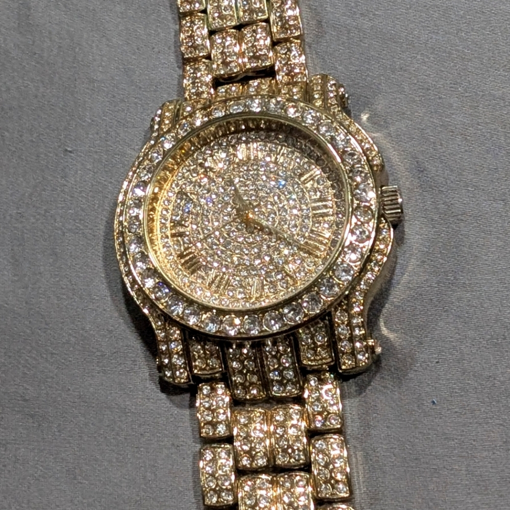 Techno pave gold cz watch